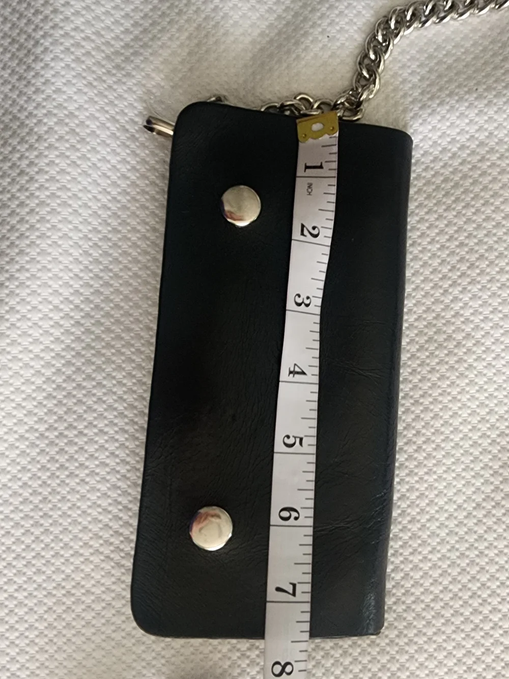 Men's Black Leather Wallet with Silver Chain